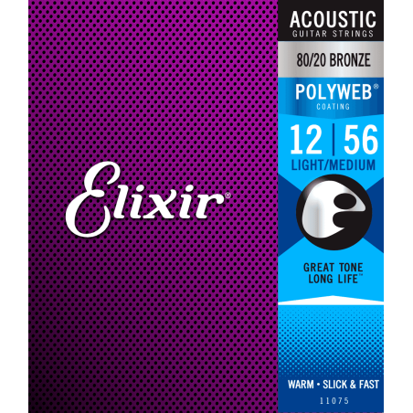 Elixir 11075 Polyweb Bronze 80/20 Medium Light 12-56